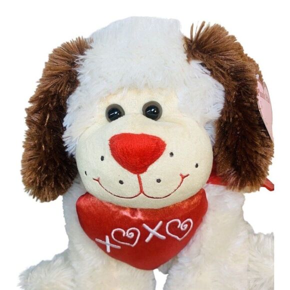 White Brown Floppy Ears Puppy Dog Soft Plush Pals Stuffed Valentine’s Toy 17” - Picture 1 of 5